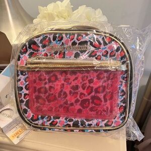 Juicy Couture Pink Leopard Pattern Cosmetic Train Case NWT